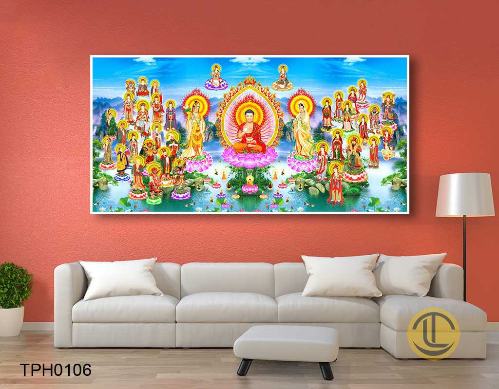Tranh Tây Phương Cực Lạc mang ý nghĩa cầu bình an và may mắn cho gia đình