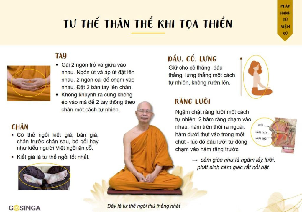 Tư thế tọa thiền Tứ Niệm Xứ
