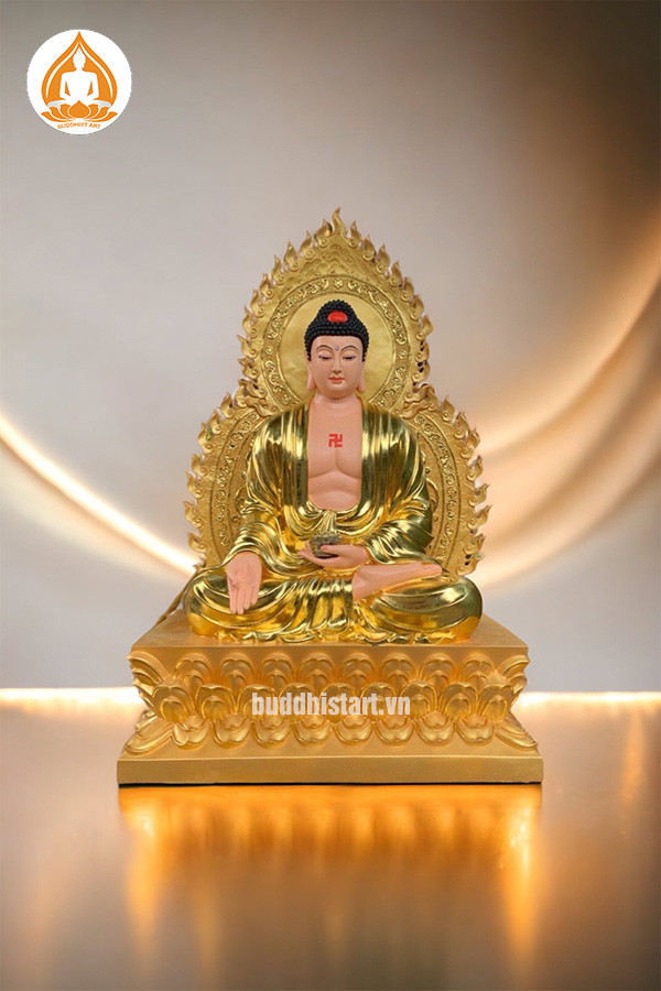 Tượng Phật A Di Đà đẹp nhất với tư thế ngồi an nhiên, toát lên vẻ từ bi