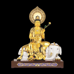 Tượng Phổ Hiền Bồ Tát uy nghi bằng đồng dát vàng
