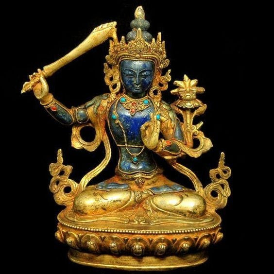 Tượng Văn Thù Bồ Tát Tây Tạng bằng Lapis Lazuli