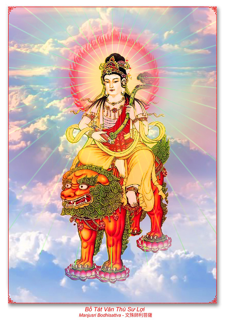 Văn Thù Bồ Tát cầm gươm trí tuệ và kinh Bát Nhã