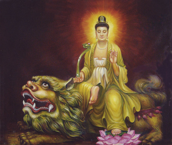 Văn Thù Sư Lợi Bồ Tát đang thuyết pháp