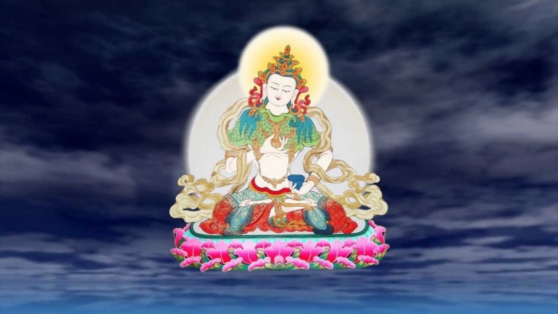 Đức Bản tôn Kim Cương Tát Đỏa, một trong những vị Phật được tụng niệm trong nghi thức hộ niệm