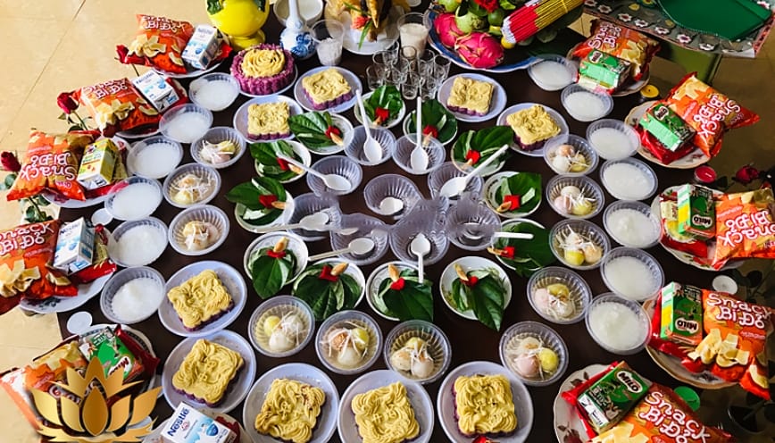 Mâm lễ cúng mụ bé trai đầy đủ