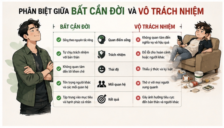 Phân biệt giữa bất cần đời và vô trách nhiệm