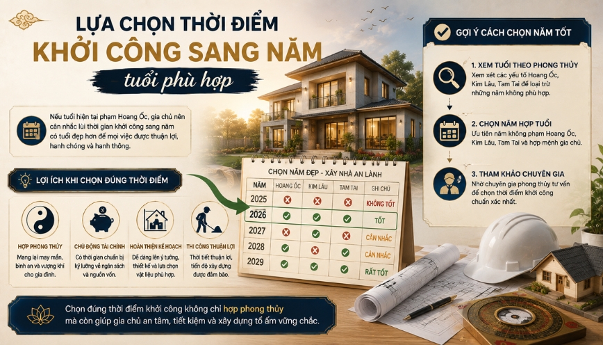 Lựa chọn thời điểm khởi công sang năm tuổi phù hợp